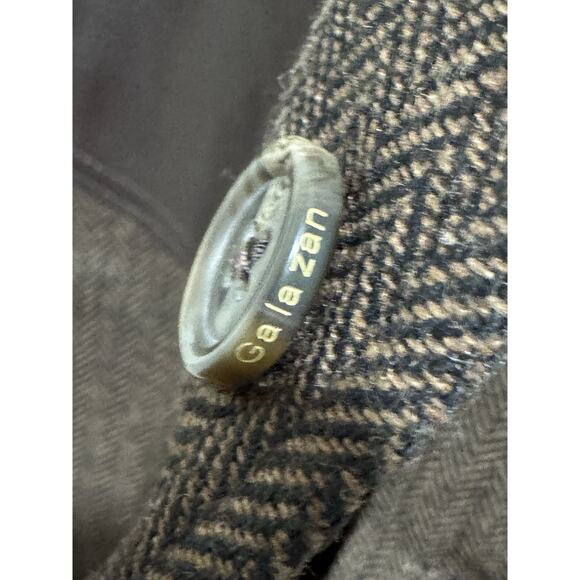 Galazan Brown Herringbone Tweed Wool Vest Leather Shoulder Patches Mens Size 54 - Picture 9 of 9